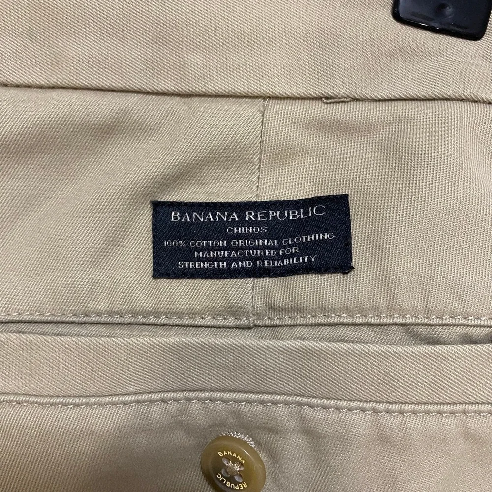 BANANA REPUBLIC Mens 32x32 Emerson Chino Pants Khaki 100% Cotton Straight Casual